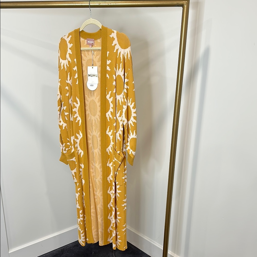 Mumu Mustard Sunburst Long Cardigan